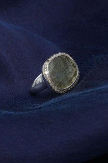 junya v ring silver cognac diamonds green rutilated quartz