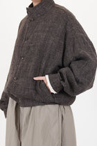 blouson wool hemp tweed grey