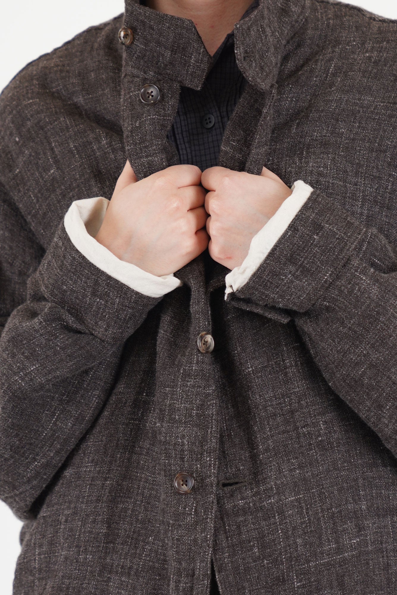 blouson wool hemp tweed grey