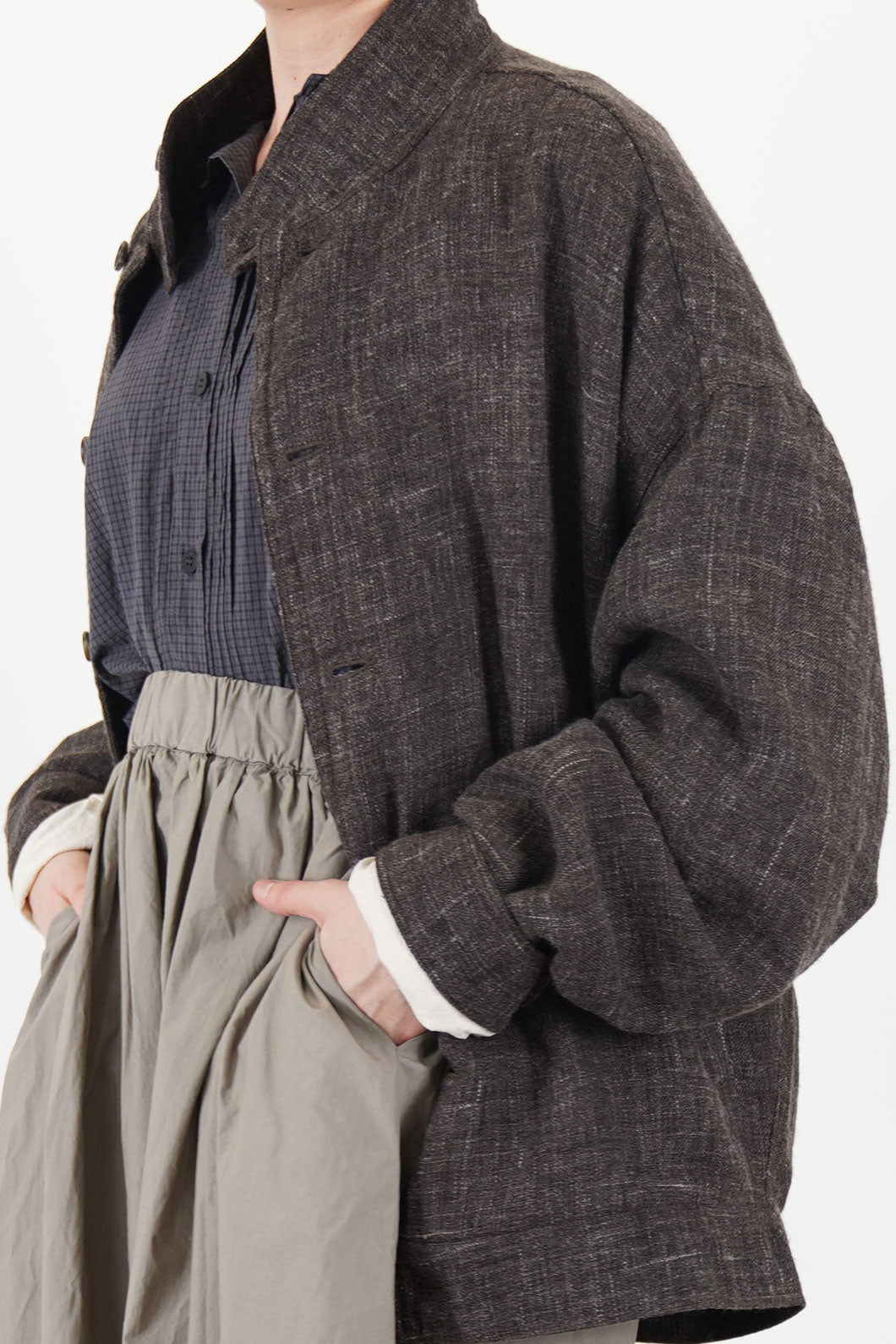 blouson wool hemp tweed grey