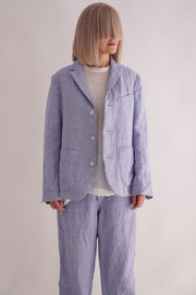 kenporon jacket indigo linen sax