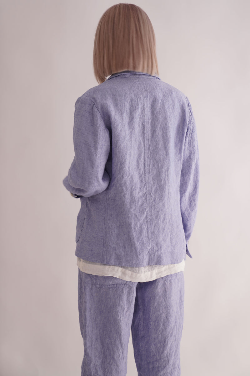 kenporon jacket indigo linen sax