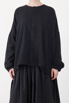 no collar wide shirt wool cashmere charcoal