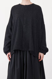 no collar wide shirt wool cashmere charcoal