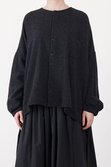 no collar wide shirt wool cashmere charcoal