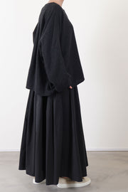 no collar wide shirt wool cashmere charcoal
