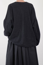 no collar wide shirt wool cashmere charcoal