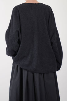 no collar wide shirt wool cashmere charcoal