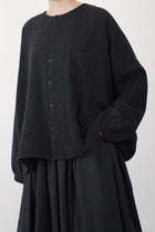 no collar wide shirt wool cashmere charcoal