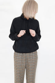 stand collar pullover silk fleece black