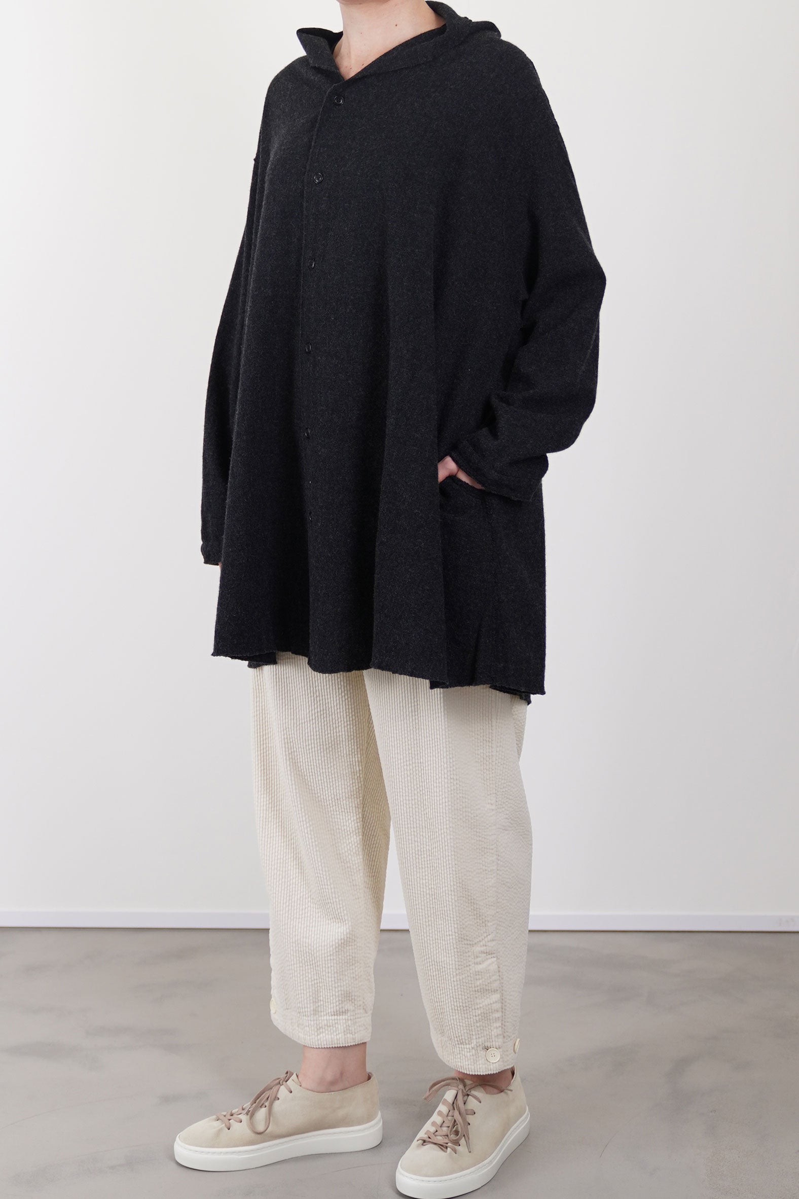 stole shirt wool cashmere charcoal