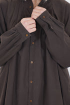 cotton cashmere wide gather blouse brown