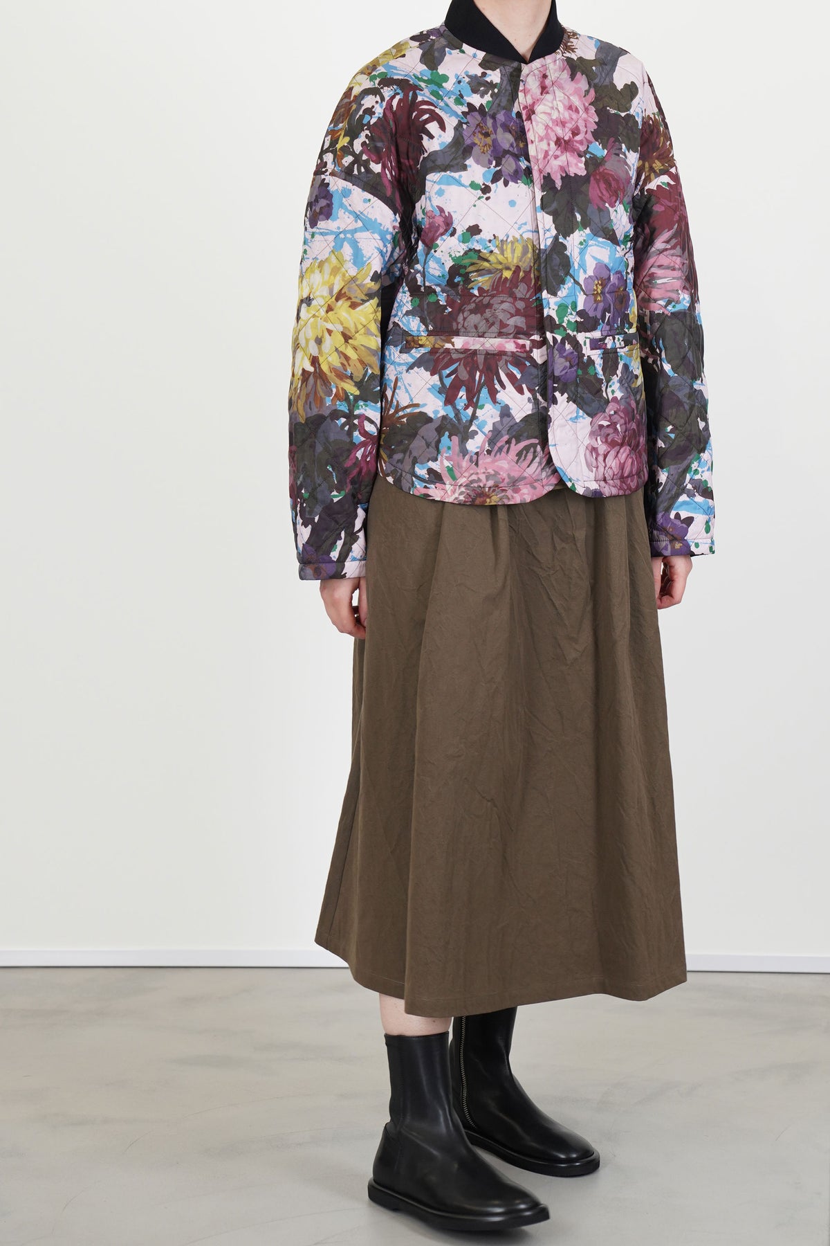 reversible irmi jacket khaki / chrysanthemums rose