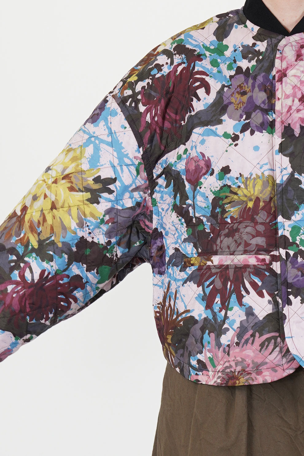 reversible irmi jacket khaki / chrysanthemums rose