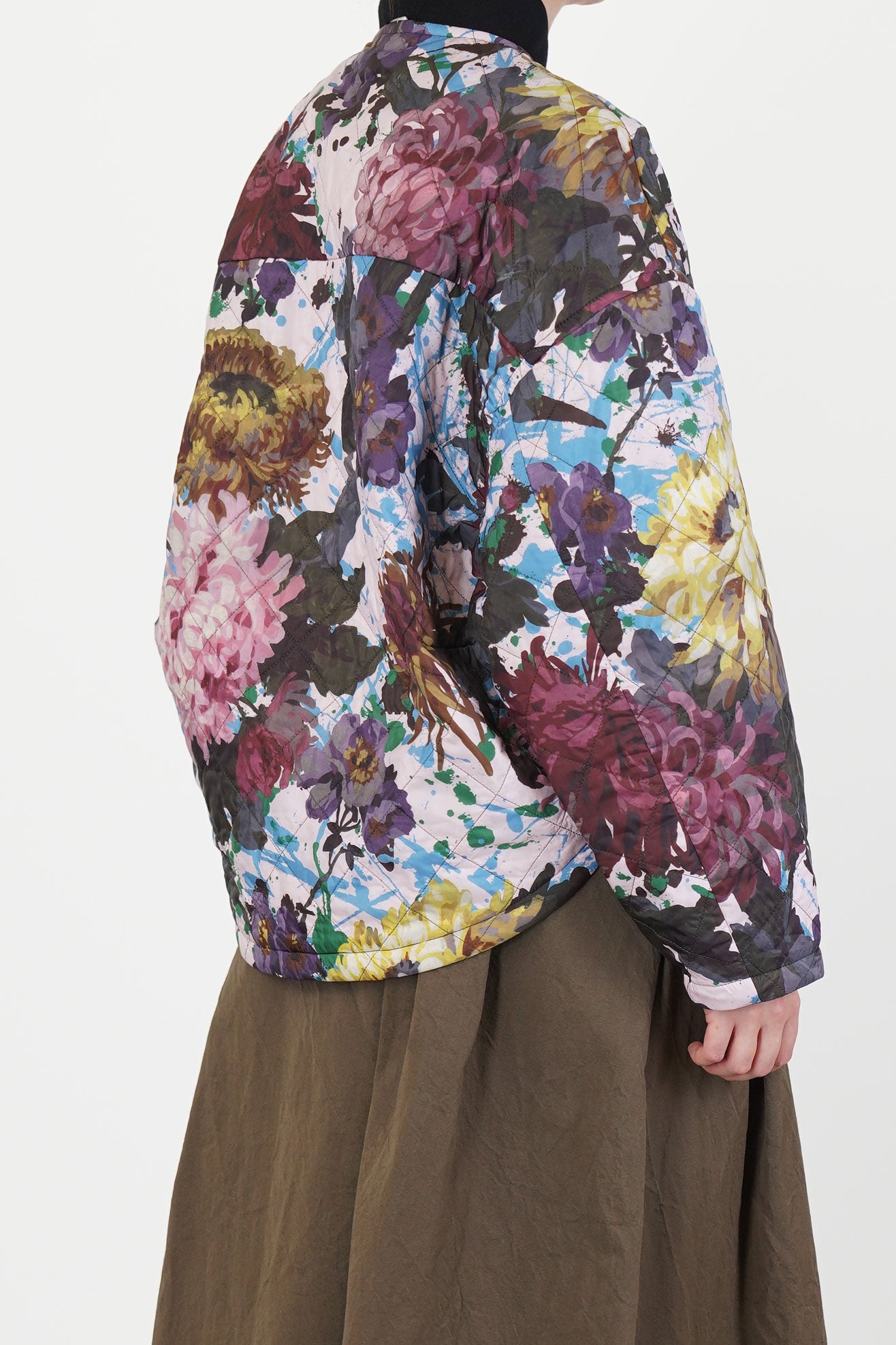 reversible irmi jacket khaki / chrysanthemums rose