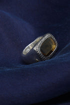 lussi ring silver honey quartz black diamonds