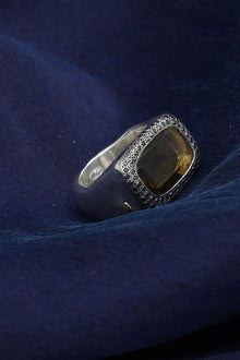 lussi ring silver honey quartz black diamonds