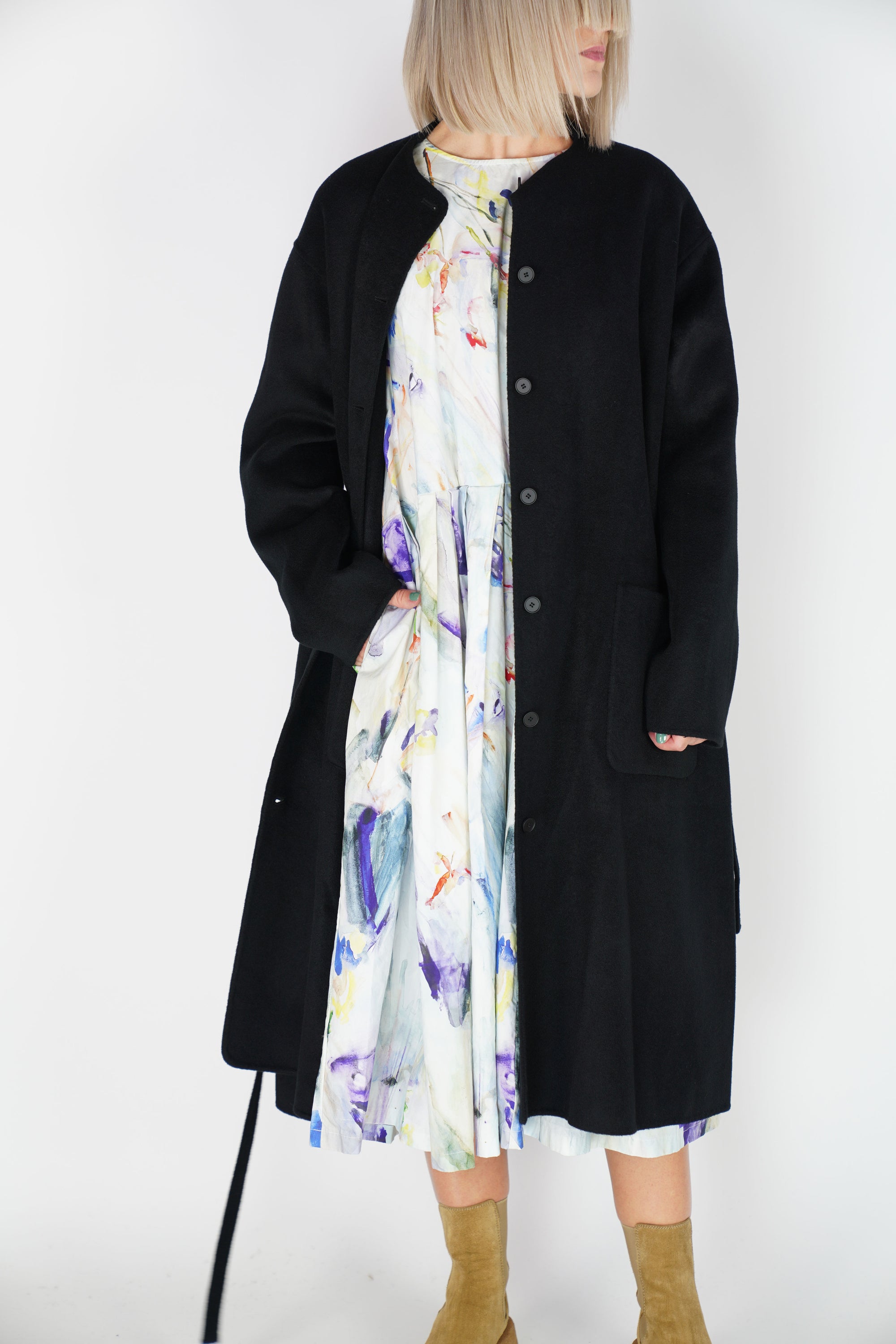 manuelle guibal cashmere coat shacash black