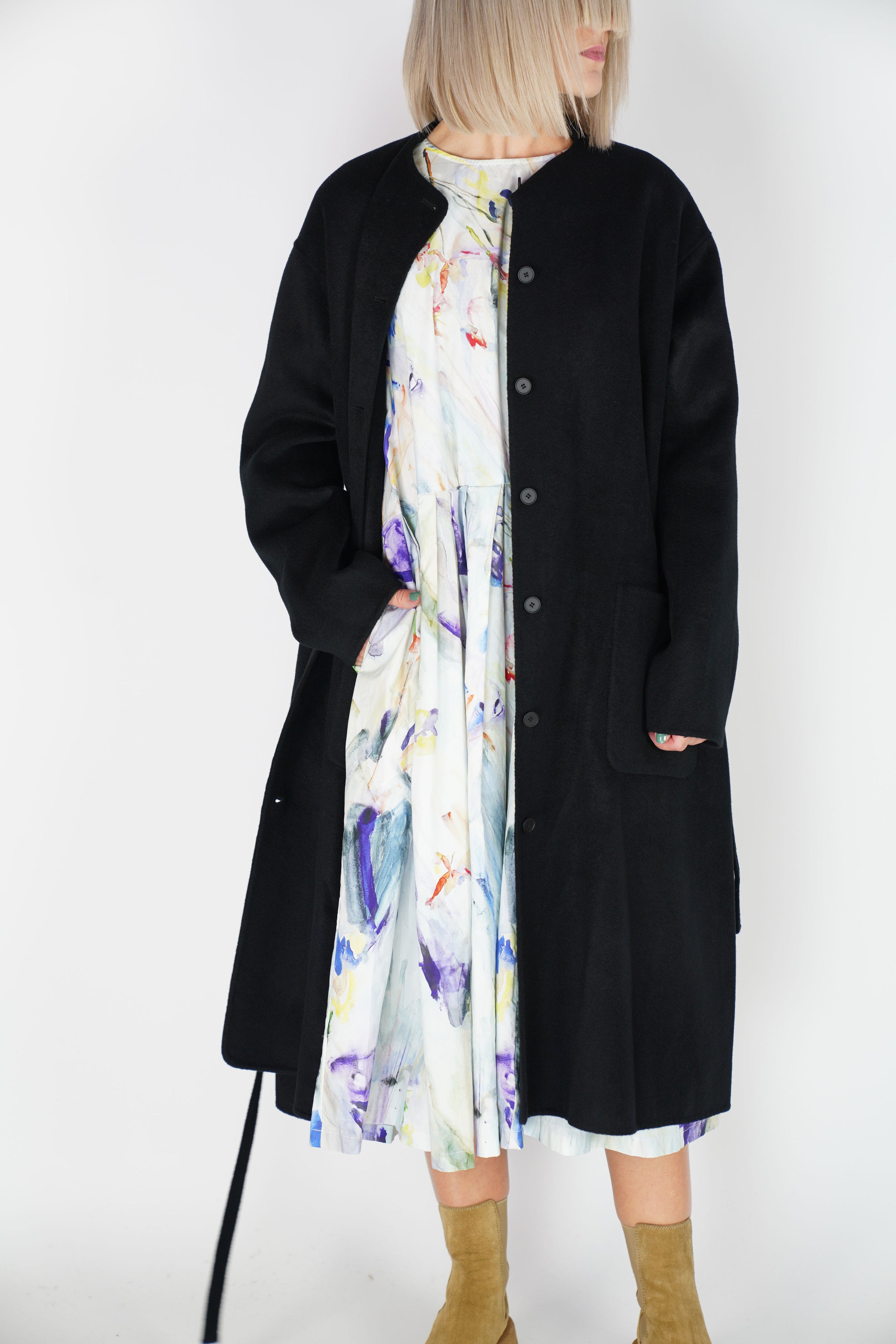 manuelle guibal cashmere coat shacash black