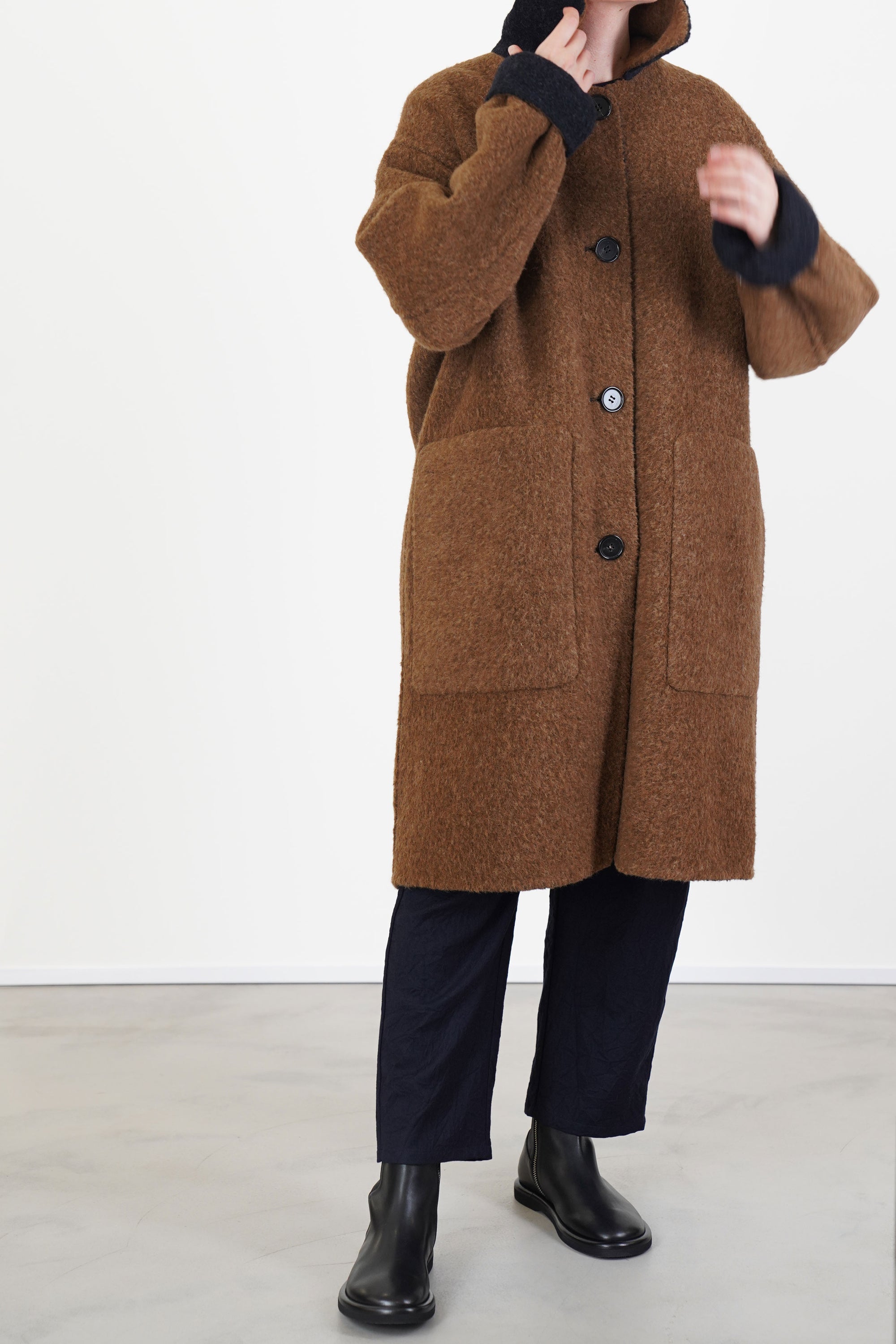 reversible coat dorian blue brown