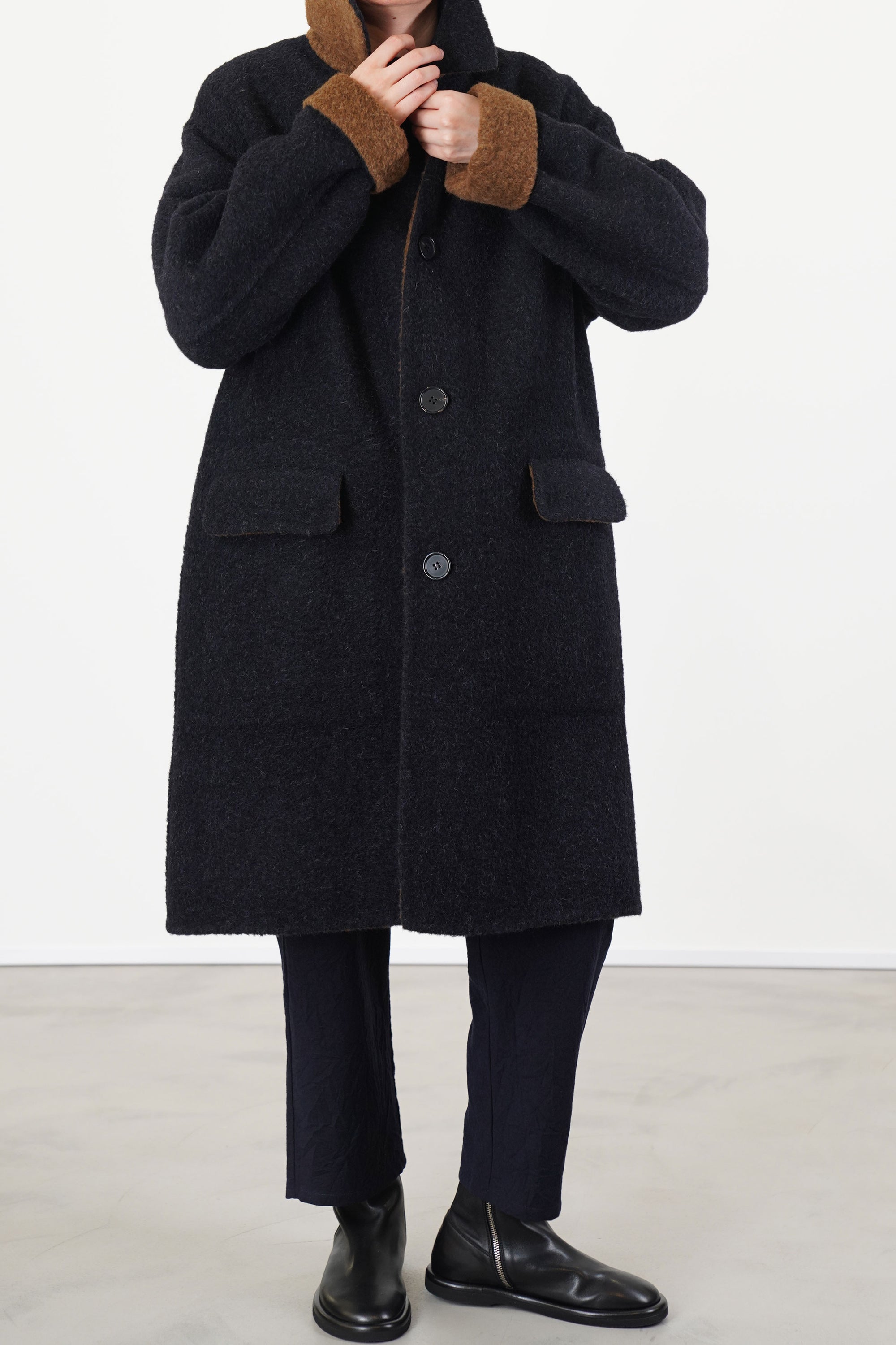 reversible coat dorian blue brown