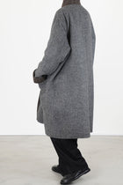 reversible coat superdam pinstripe taupe grey