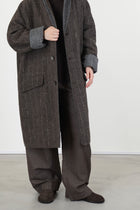 reversible coat superdam pinstripe taupe grey