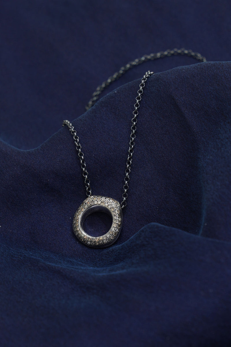 necklace pe silver cognac diamonds
