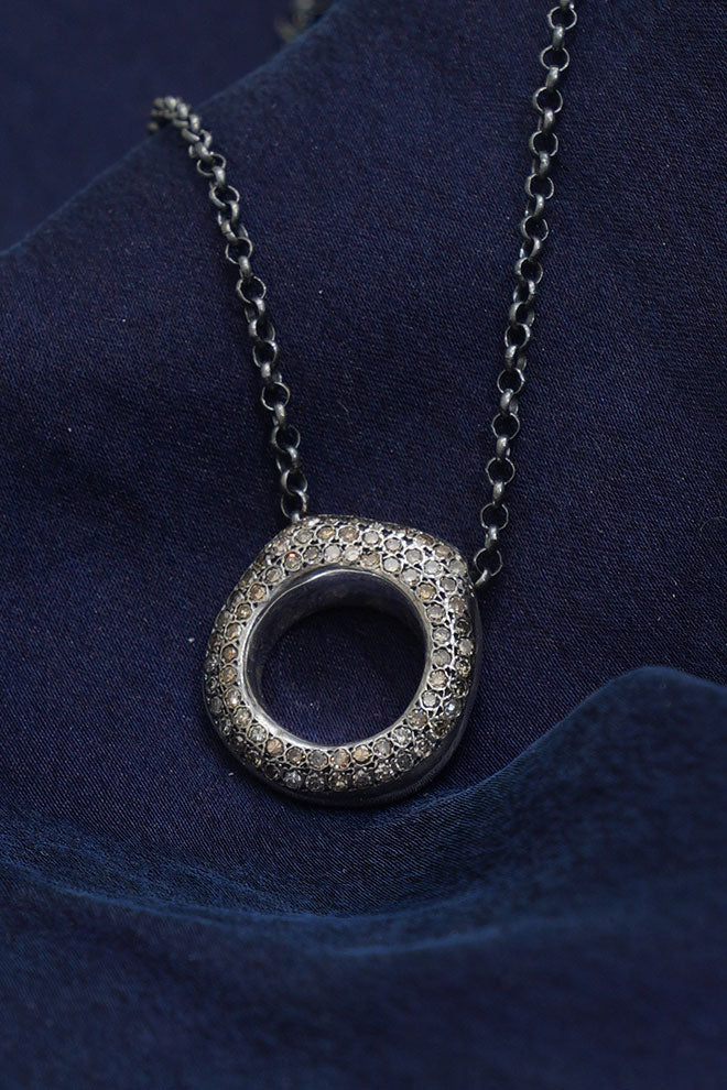 necklace pe silver cognac diamonds