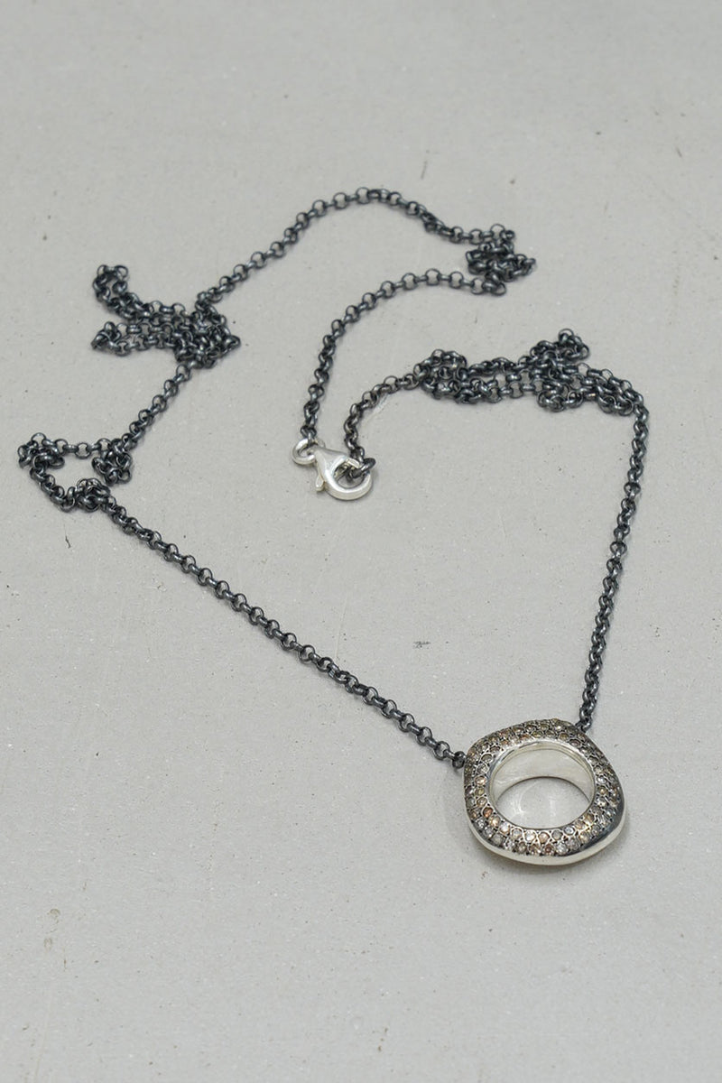 necklace pe silver cognac diamonds