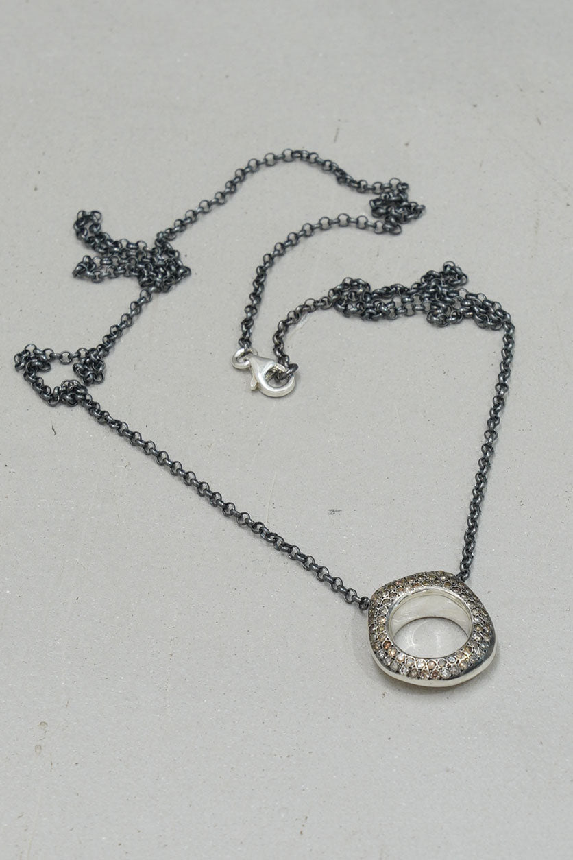 necklace pe silver cognac diamonds