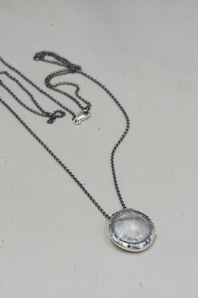 necklace pe olympe silver blue sapphires pale amethyst