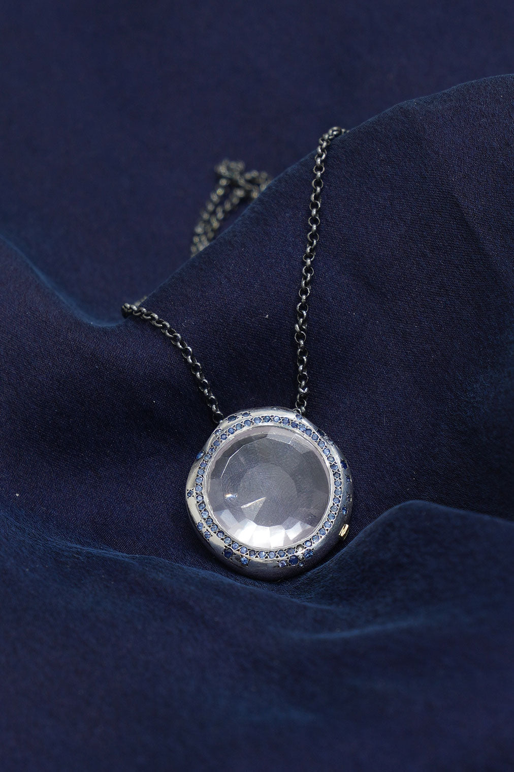 necklace pe olympe silver blue sapphires pale amethyst