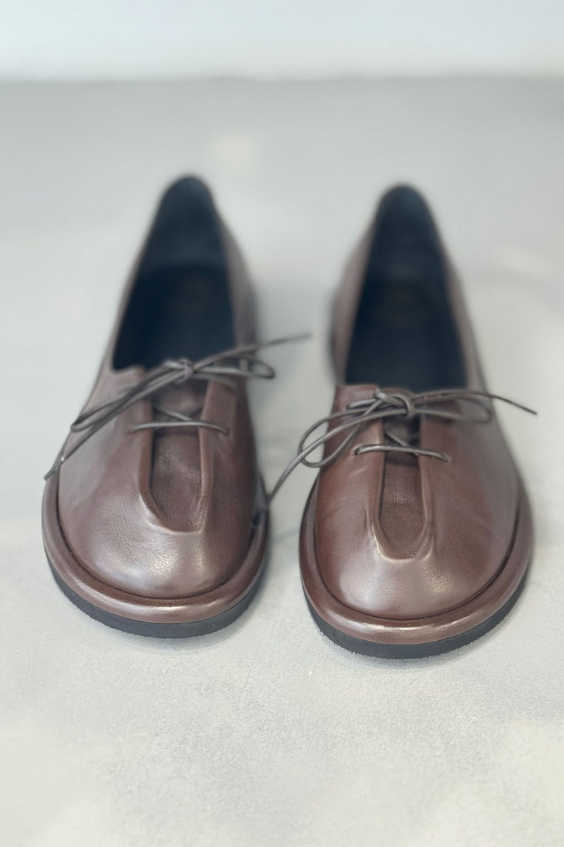 Officine Creative Marjory 104 brown leather flats handcrafted in Italy with soft, supple leather and lightweight EVA sole