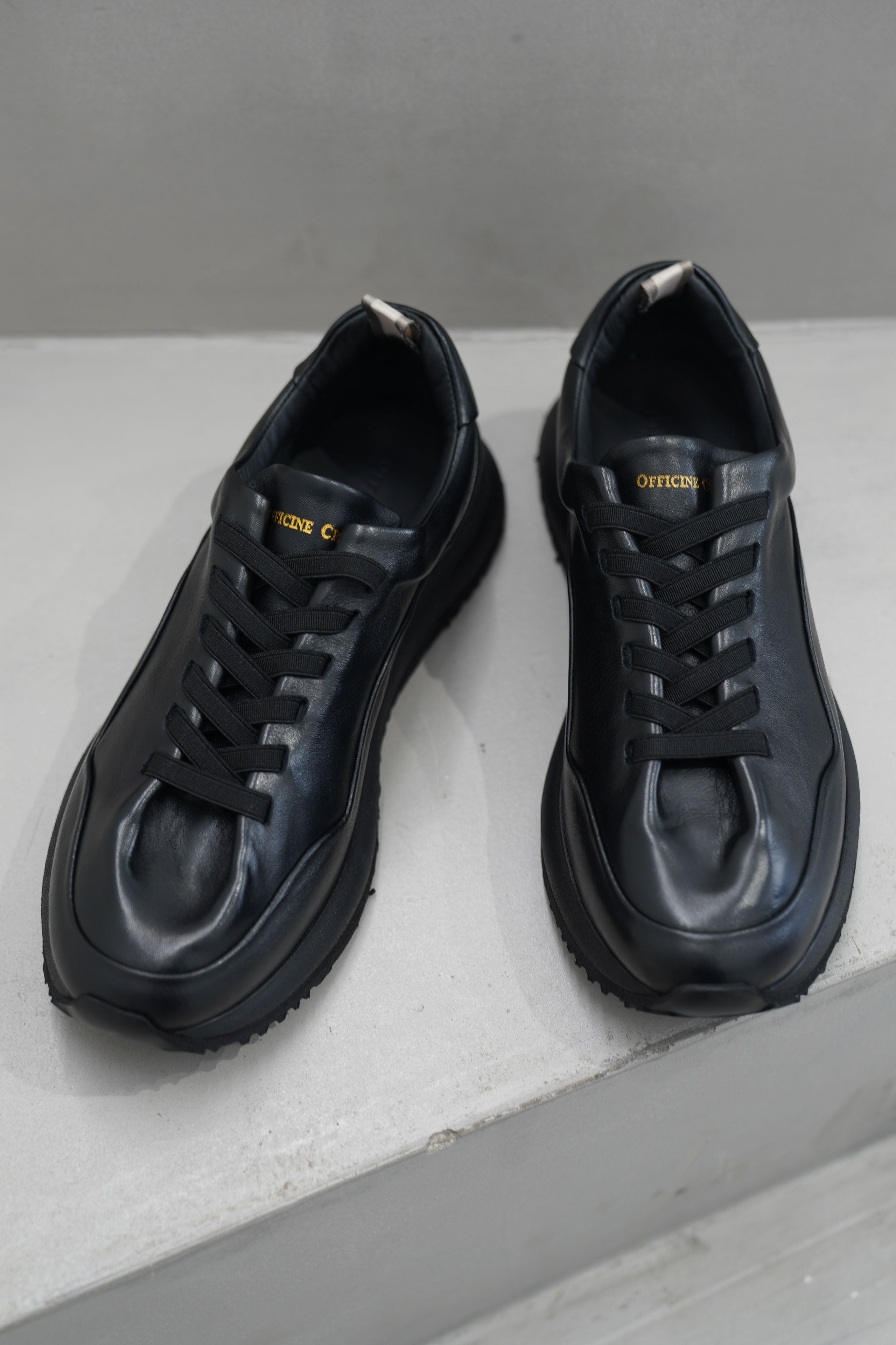 papel 101 leather sneakers tonal black