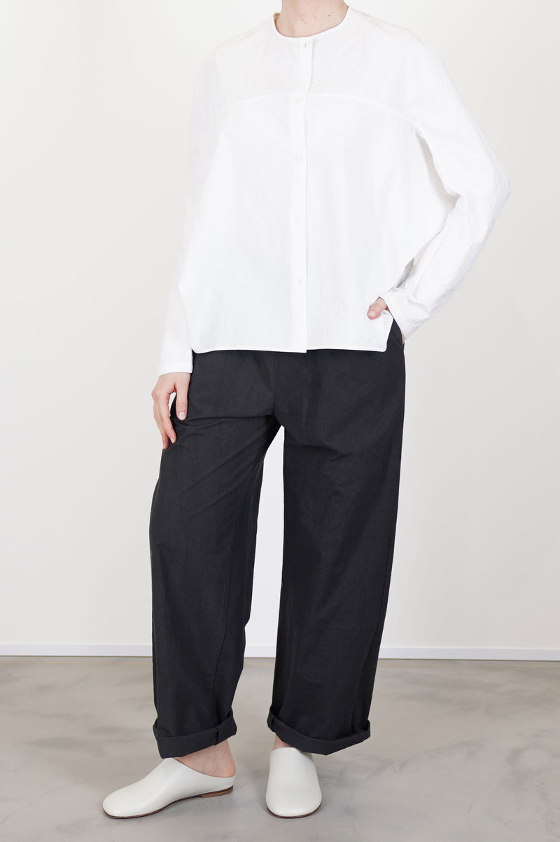 model wearing oyuna balance shirt ivory