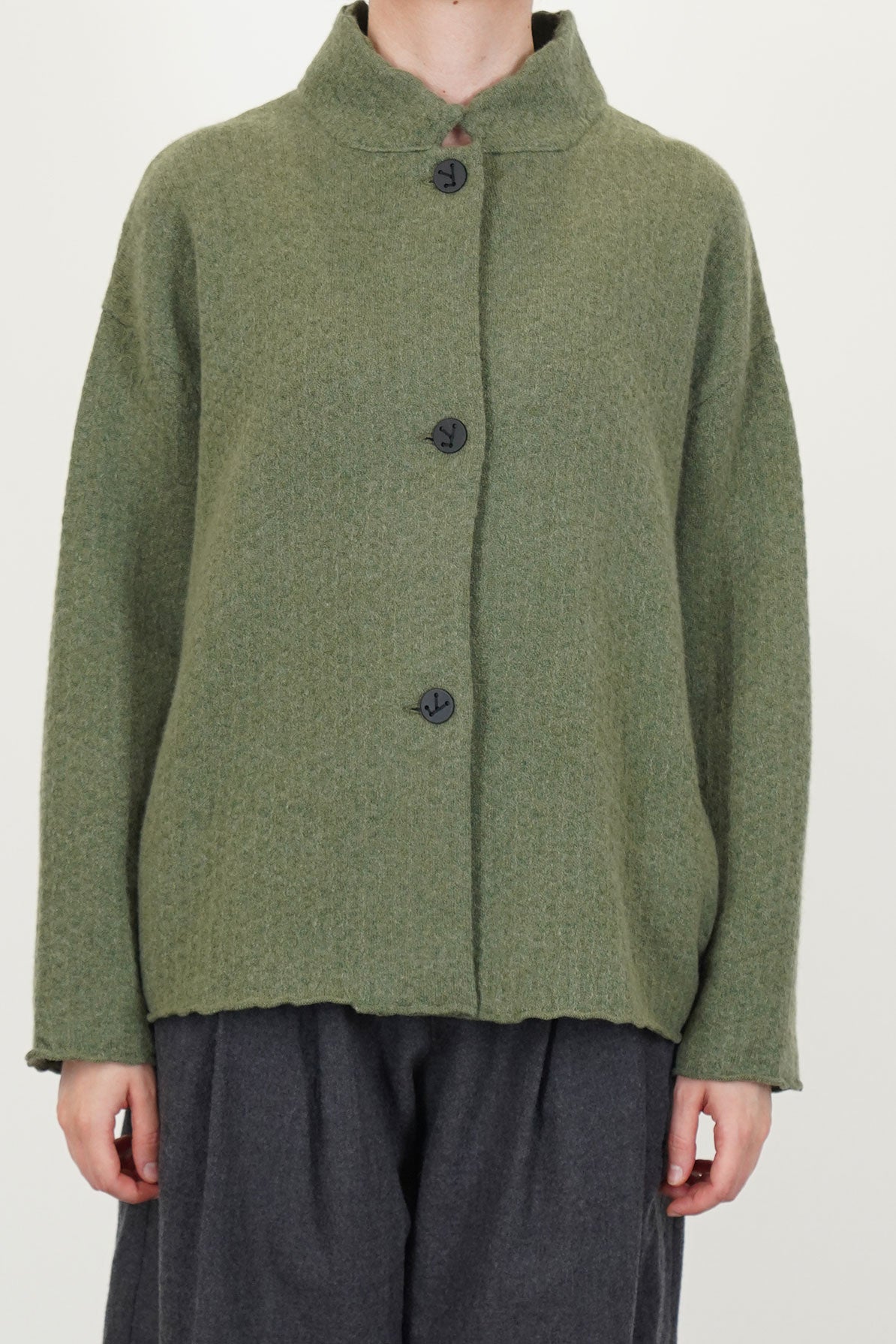 ikari knitted textured cashmere jacket fern