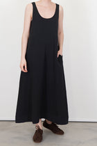 front view of oyuna quiet knitted cotton dress black