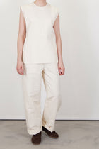 model wearing oyuna still paper top ivory