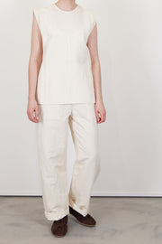 model wearing oyuna still paper top ivory