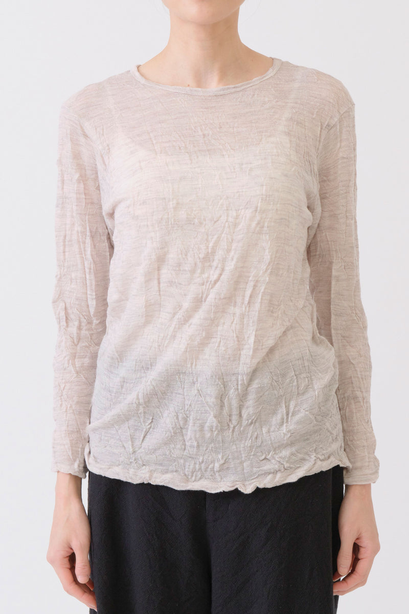 wool gauze crinkle pullover ivory