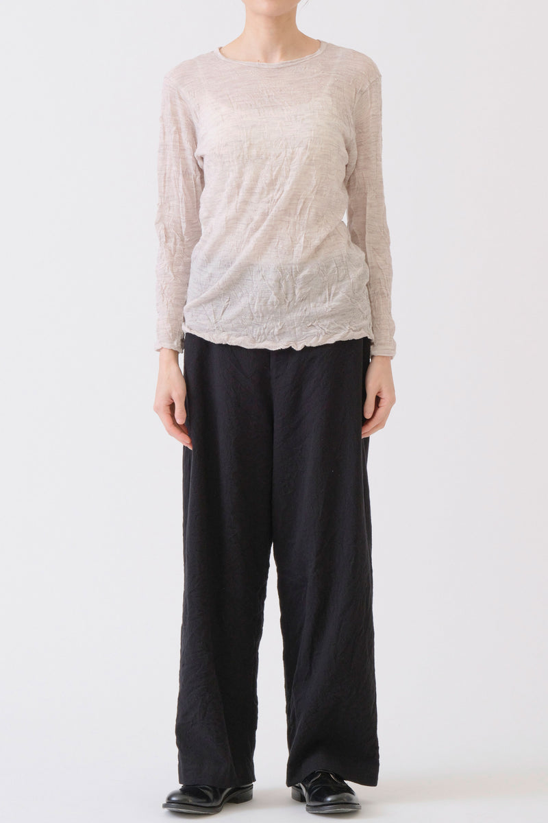 wool gauze crinkle pullover ivory
