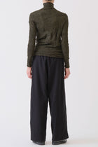 wool gauze crinkle turtleneck khaki