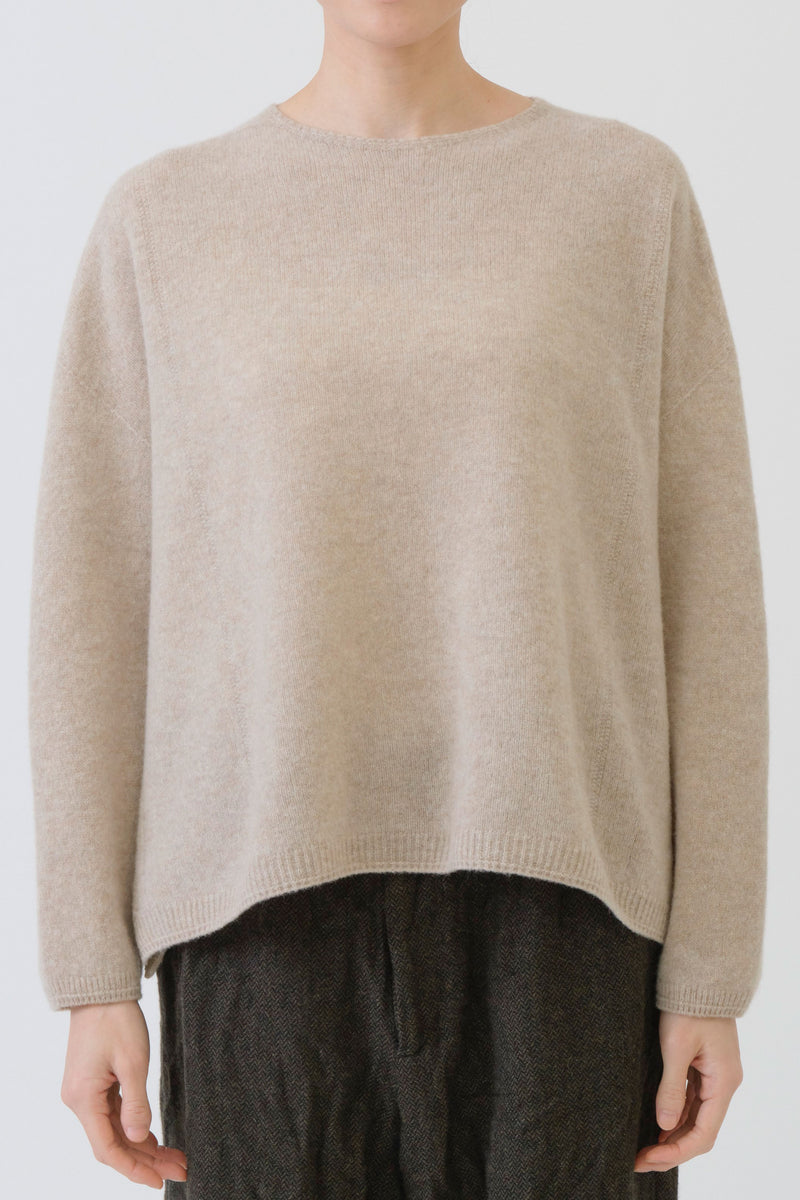 fine wool crewneck pullover beige