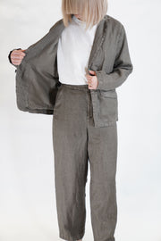 linen twill tailored jacket khaki