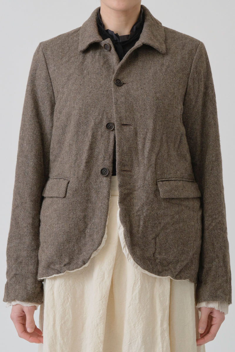 eco wool herringbone short jacket beige