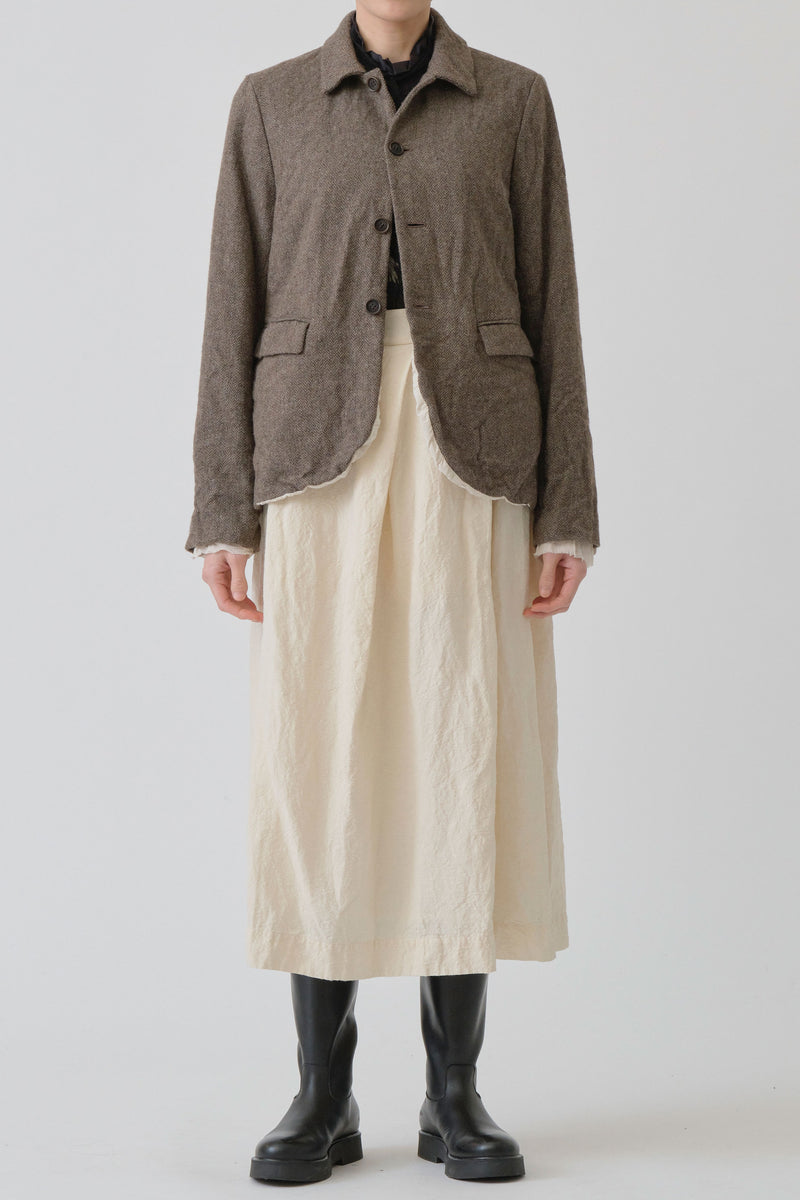 eco wool herringbone short jacket beige
