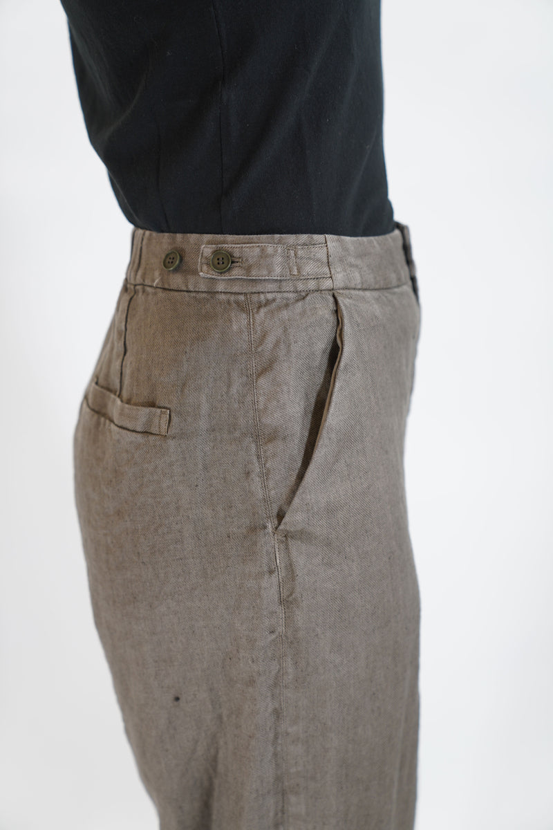 linen twill wide pants khaki