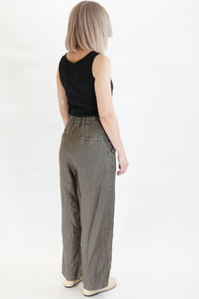 linen twill wide pants khaki