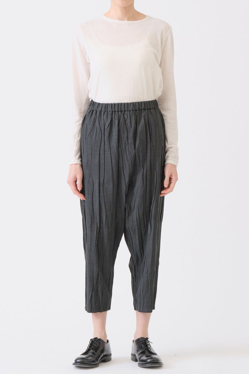 stretch pleated pants charcoal